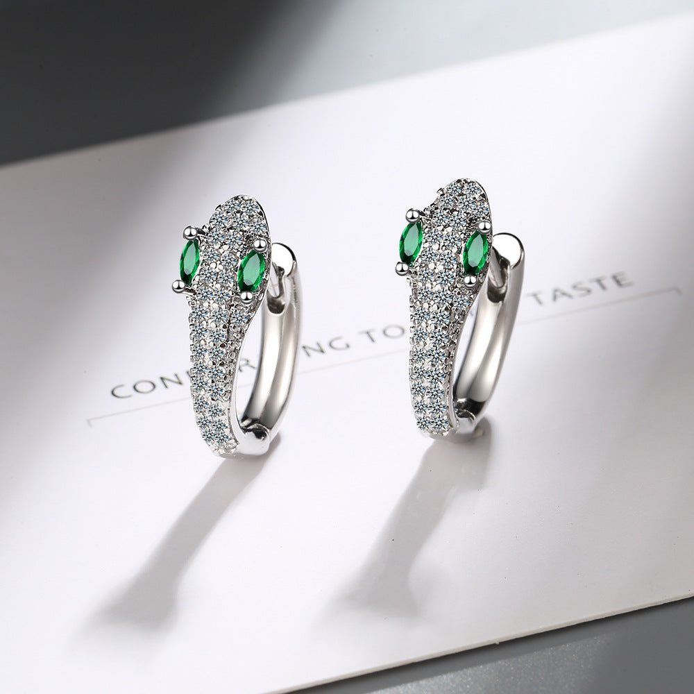 Pendientes de latón de la serpiente de diamantes al por mayor
